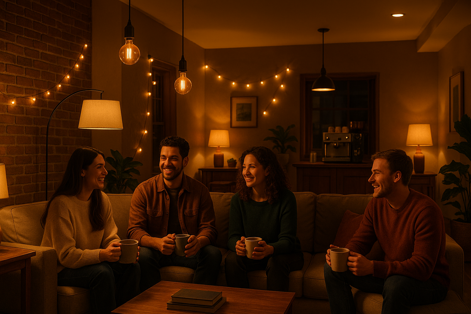 add more lightning like coffee shop lighting, that is cosy and warm